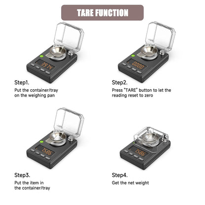 Milligram Scale 100g x 0.001g, MG Powder Scale with Selectable Auto Off, Built-in Bubble Level, 20g Calibration Weight Included, USB/Battery