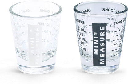 Kolder Mini Measure Heavy Glass, 20-Incremental Measurements Multi-Purpose Liquid and Dry Measuring Shot Glass, White