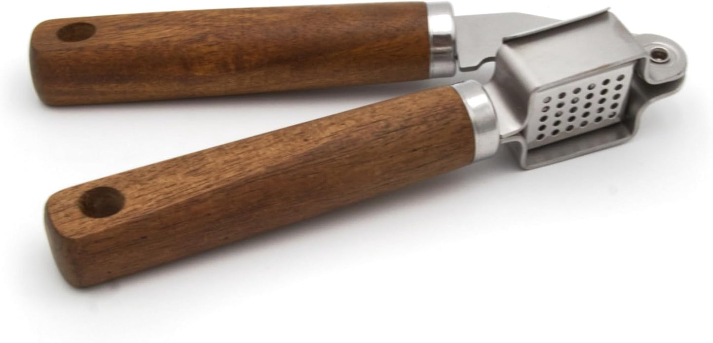 Stainless steel Garlic Press with Wood Handle