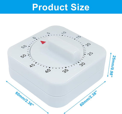 60 Minute Mechanical Kitchen Timer - Loud Alarm Visual Countdown Timer for Cooking, Baking, Homework, and Exercise - No Batteries Required(White)