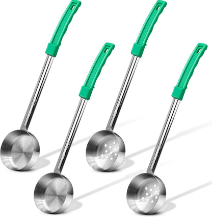 4 Ounce Solid Stainless Steel Portion Control Ladle Spoon - 4Pcs Pizza Sauce Serving Spoons Portion Ladle for Sauces, Perfect for Weight Watchers, Buffets, Parties