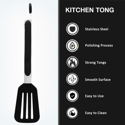 Mini Silicone Serving Tongs Set of 3, Small Kitchen Tongs (7 inch) with Silicone Tips and Stainless Steel Handle, Cooking Tongs for Salads, Pasta, Steaks, Vegetables