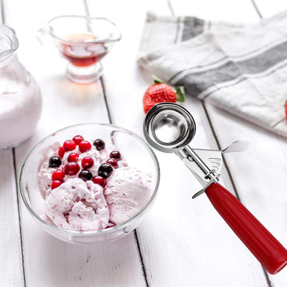 TOPKITCHEN Commercial-Grade Ice Cream Scoop 3.25 oz, 18/8 Stainless Steel Cookie Scoop with Plastic Handle, Portion Control Disher Scoop for Bakeries, Restaurants & Dessert Shops, #10, Ivory