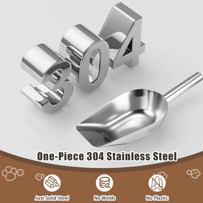 Pet cat-dog food-scoop measuring 1-cup - Food-grade 304 stainless steel material | 1-Cup capacity | Precision scale measurements