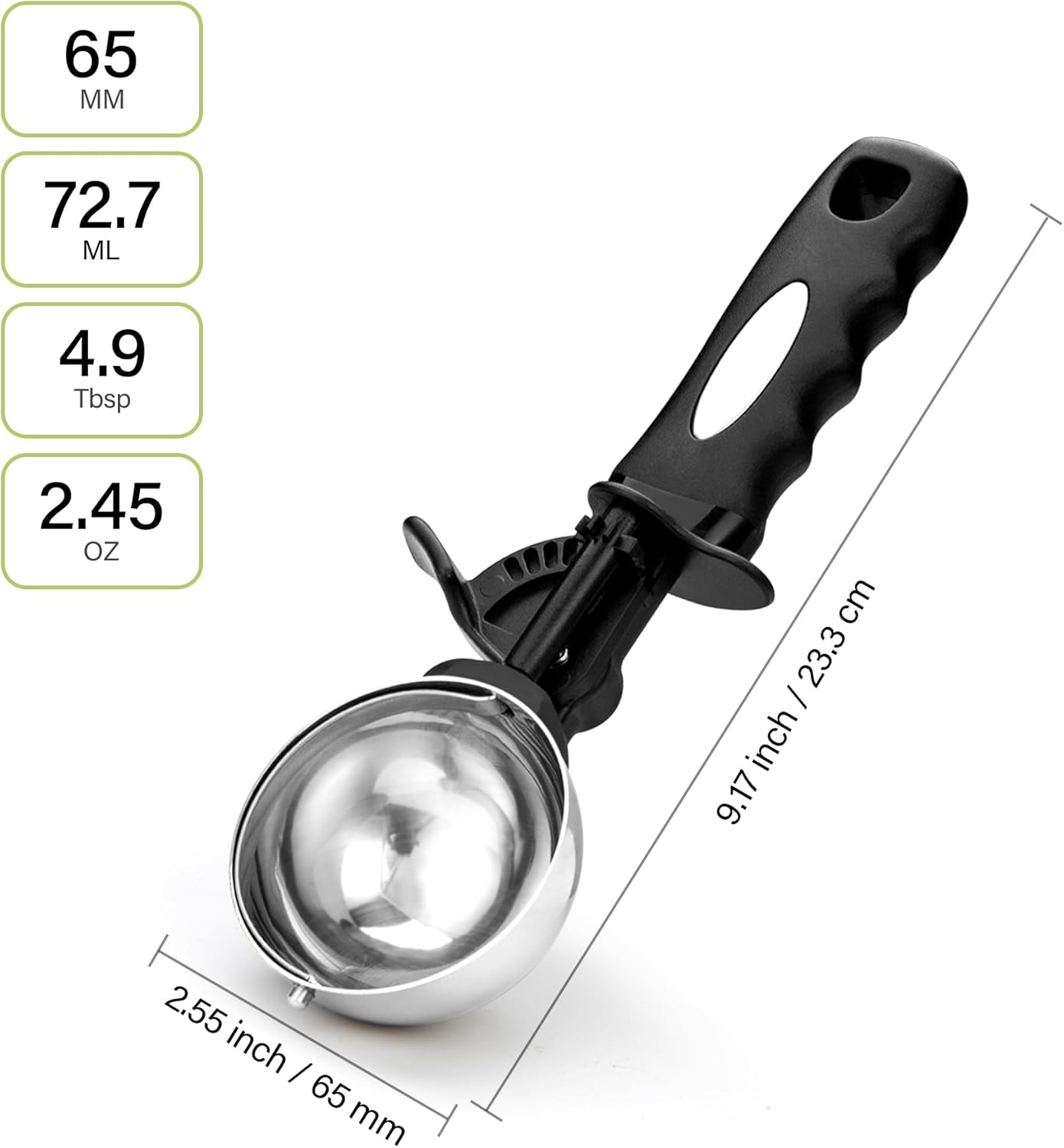 Cookie Scoop Set 1 Tablespoon, Size #60 Cookie Dough Scooper for Baking, 15 ml/0.5 oz Ice Cream Scoop, Acrylic Scoop, Comfortable Grip