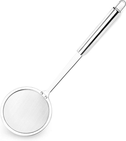 Hiware Stainless Steel Fat Skimmer Spoon - Fine Mesh Food Strainer for Grease, Gravy and Foam, Japanese Hot Pot Skimmer with Long Handle