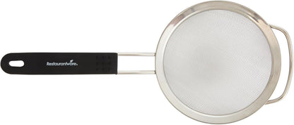 Restaurantware Fine Mesh Strainer Set of 3 Different Sizes with Silicone Handle Stainless Steel Extra Fine Mesh Strainer Heat-Resistant Handle Dishwasher-Safe for Rice, Quinoa, Pasta