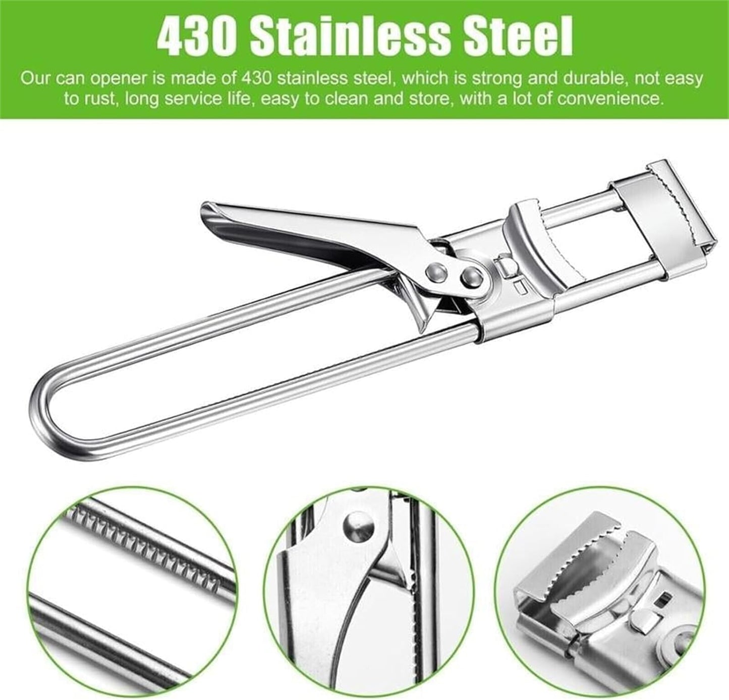 Adjustable Stainless Steel Jar Opener, Jar Opener for Weak Hands, Jar, Bottle, Can Lid Openers, Adjustable Multifunctional Stainless Steel Can Opener (Small+Large)
