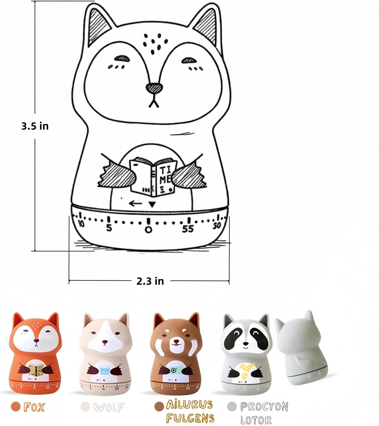 Mechanical Kitchen Timer,Cute,Novelty,60 Minutes Manual Countdown,Kitchen Classroom Learning Cooking (Orange Fox)