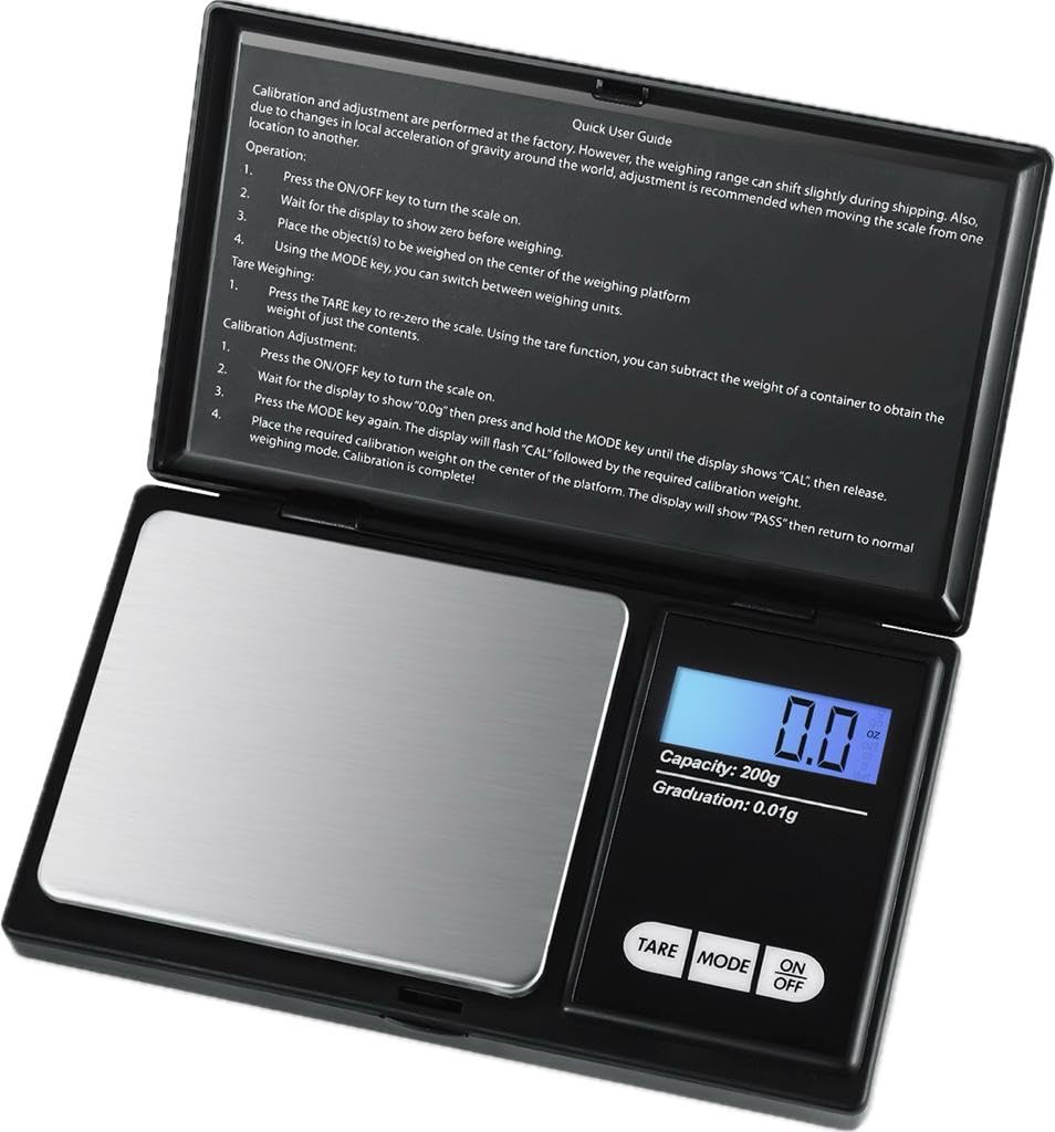 200g X 0.01g Digital Mini Pocket Scale, Weight Scale for Kitchen with Backlit LCD Display, Portable Travel Jewelry Herb Scale for Small Food