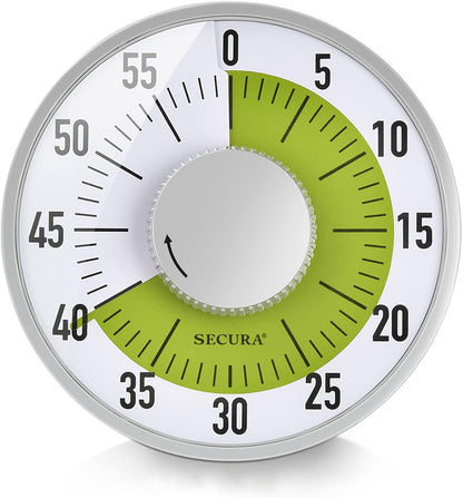 Secura 60-Minute Rainbow Visual Timer 6-Inch Mechanical Countdown Timers for Teaching, Meeting, Cooking, Working - Timer for Kids with Magnetic Backing (Blue)