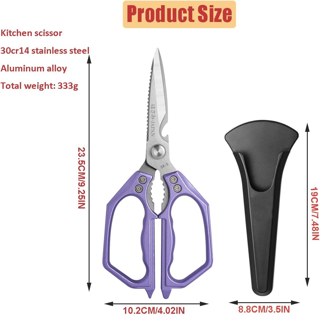 Kitchen Scissor, Heavy Duty Stainless Steel Kitchen Shears Scissor for Food, Sharp Cooking Scissors for Meat Chicken Fish Nut Vegetable Herb, Bottle Opener (Sliver)
