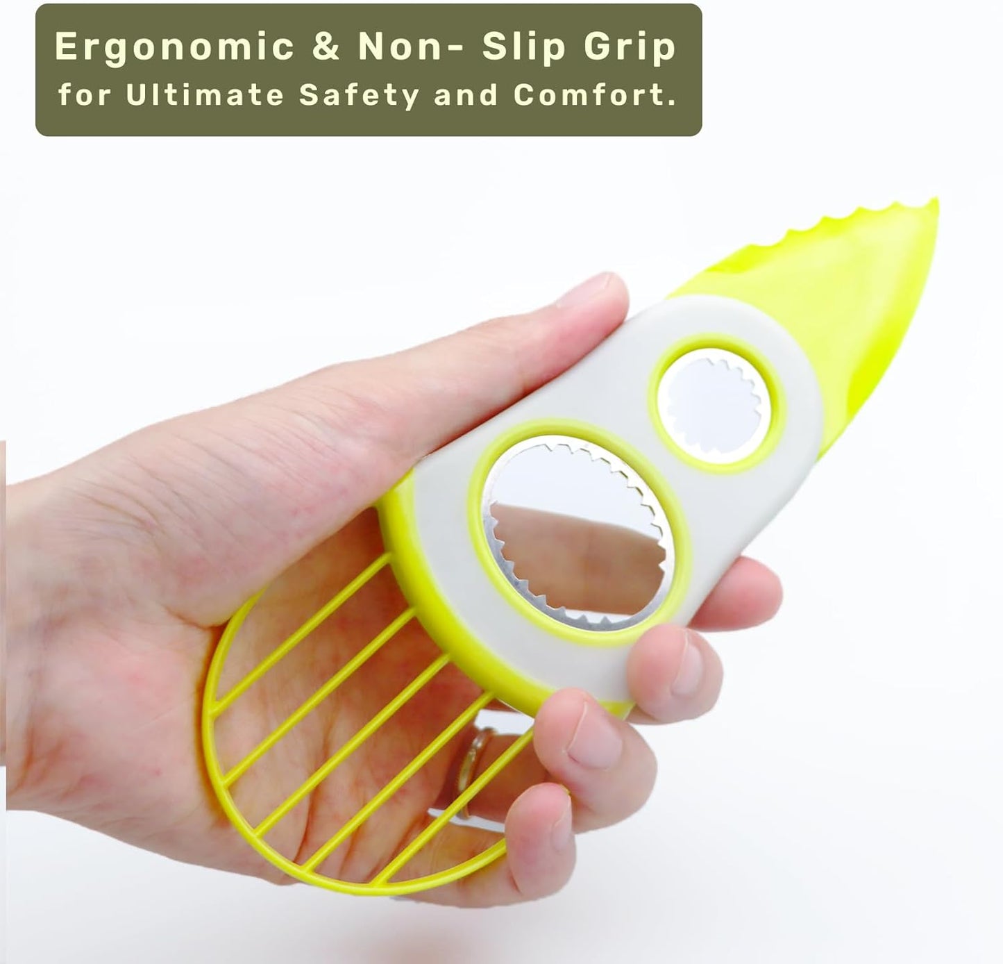 3-in-1 Avocado Slicer Tool: Stainless Steel Avocado Pitter & Slicer with Soft Grip, Easy Peel and Pit Avocados in Seconds!