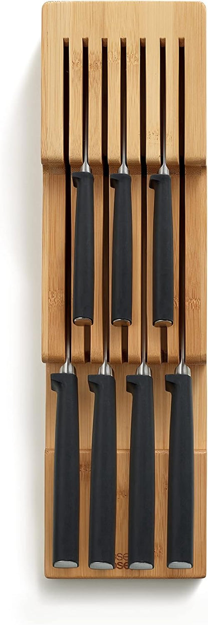 Joseph Joseph DrawerStore Compact Utensil Organizer For Kitchen Drawer Silverware, Flatware Tray, Small, Bamboo