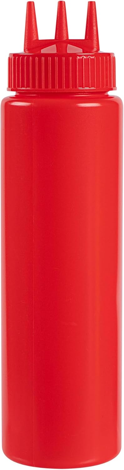 Restaurantware Plastic Squeeze Bottle 20 oz Refillable Condiment Bottle Large Valve Dishwashable Yellow Inverted Sauce Dispenser For Thick Condiments, Dressings, Batter, Sour Cream, And Syrups