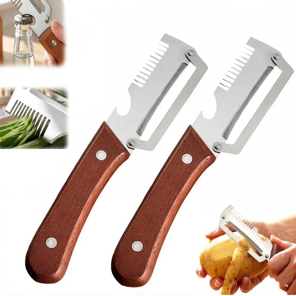 Multi-Functional Vegetable Peeler For The Kitchen, Stainless Steel Peeler With Wooden Handle And Bottle Opener, Kitchen Tool For Vegetables Or Fruits That Need To Be Peeled (1PCS)