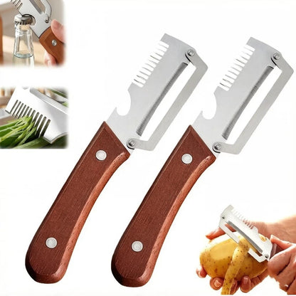 Multi-Functional Vegetable Peeler For The Kitchen, Stainless Steel Peeler With Wooden Handle And Bottle Opener, Kitchen Tool For Vegetables Or Fruits That Need To Be Peeled (1PCS)