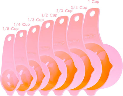 Plastic Measuring Cups and Spoons Set 15, Purple Dry & Liquid 7 Measuring Cups & 7 Measuring Spoons with Leveler, Metric & US Kitchen Measure Cups Spoons for Cooking & Baking