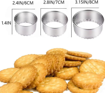 Biscuit Cutters Set, Round Cookie Cutters, Stainless Steel Dumpling Cutters,Cake Pastry Cutters,Scone Cutters Molds for Cooking Baking (3Pcs, Plain Edge)