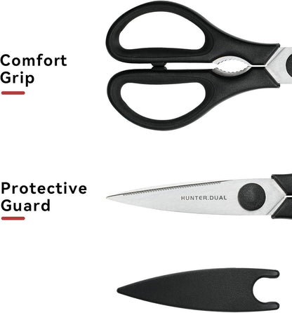 Kitchen Scissors for Food, HUNTER.DUAL Heavy Duty Come Apart Poultry Shears for Cooking, All Purpose for Cutting Chicken, Meat, Fish & Vegetables (Black, 8.26 Inch)