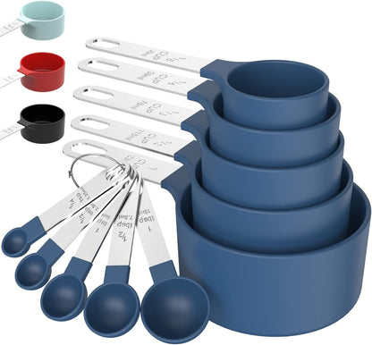 TILUCK Measuring Cups & Spoons Set, Stackable Cups and Spoons, Nesting Measure Cups with Stainless Steel Handle, Kitchen Gadgets for Cooking & Baking (Green)