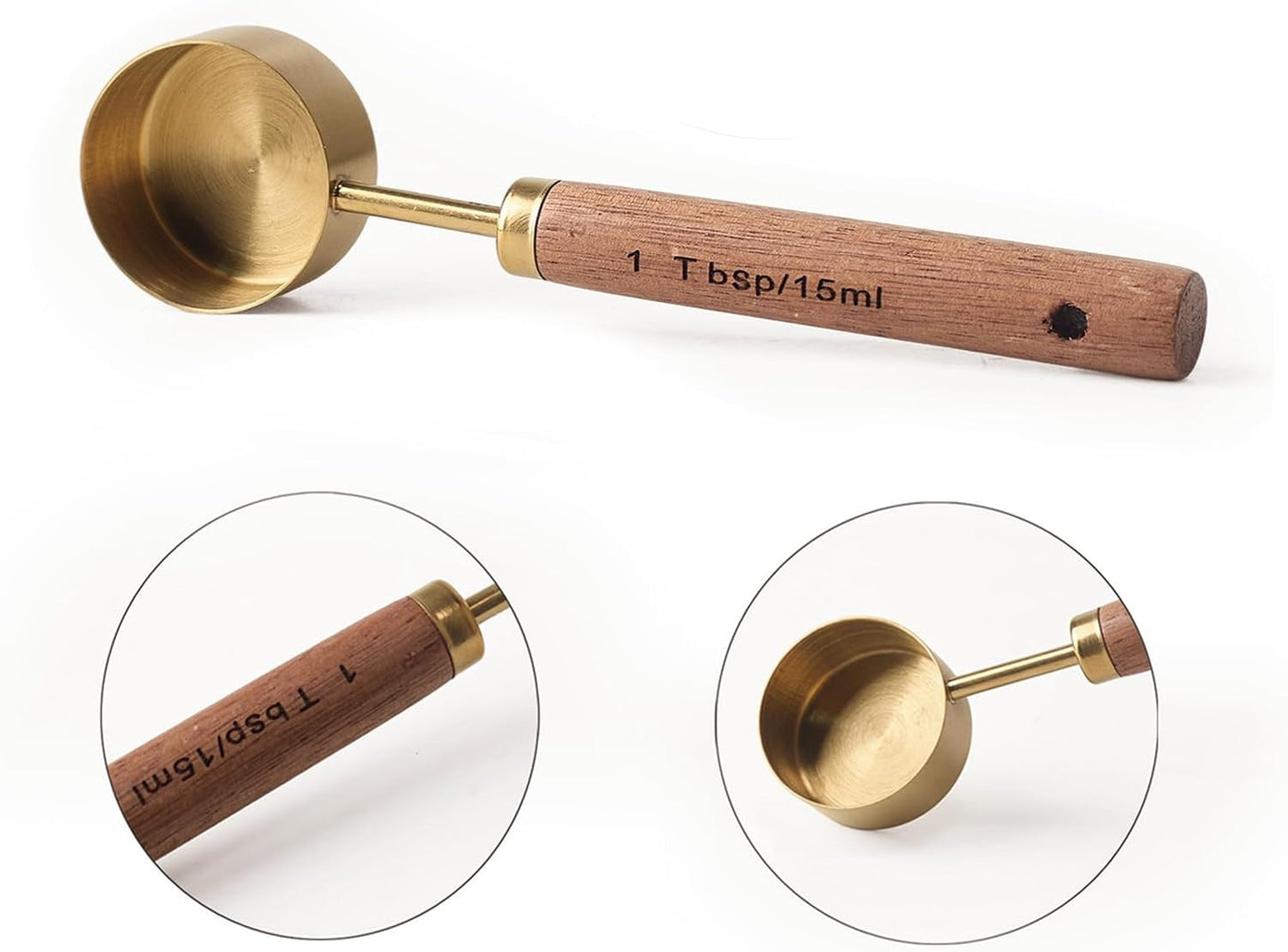 Coffee Scoop Measuring Spoon 1 Tablespoon Stainless Steel Wood Long Handle for Coffee Tea Spices Precise Measurement Deep Reach