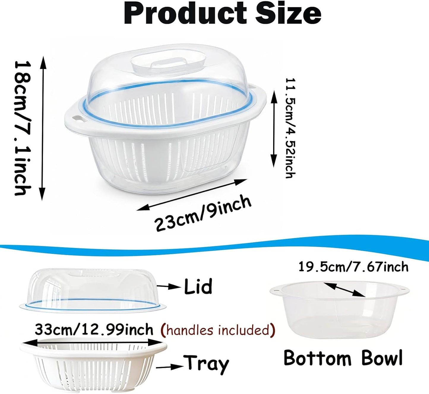 Batter Bowl, Breading Bowl with Lid Flour Shaker for Seasoning Fried Chicken, Fish, Shrimp, Just Flip (Blue)