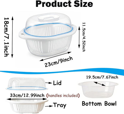 Batter Bowl, Breading Bowl with Lid Flour Shaker for Seasoning Fried Chicken, Fish, Shrimp, Just Flip (Blue)