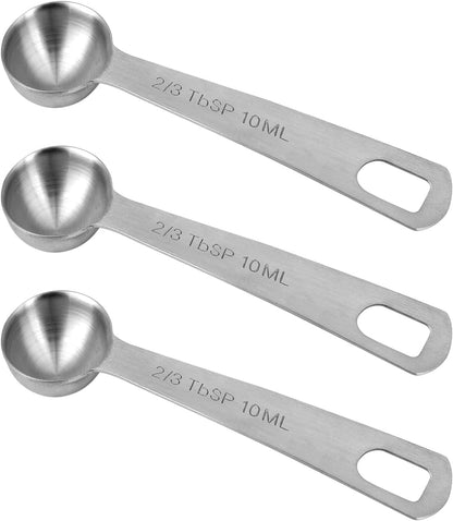 3pcs Measuring Spoon, Stainless Steel Table Spoons Measuring Spoons 1 Tsp Scoop Teaspoon 1/3 Tablespoon 5 ML | 5 CC Metal Spoon Short Handle for Kitchen Tea Soup Ingredients (Short)