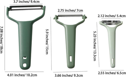 3 in 1 Multifunction Julienne Peeler, Stainless Steel Vegetable Slicer Tools, Corn Peeler & Grater Set, Household Portable Vegetable Julienne Peeler for Potato, Carrot, Cucumber, Cabbage, Beige