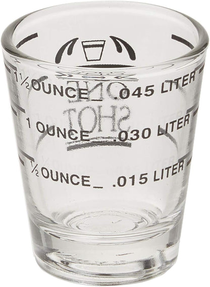 Fox Run Mini Multi-Purpose Liquid and Dry Measuring Shot Glass, Set of 2, 4-Ounce Cups, Clear, Small