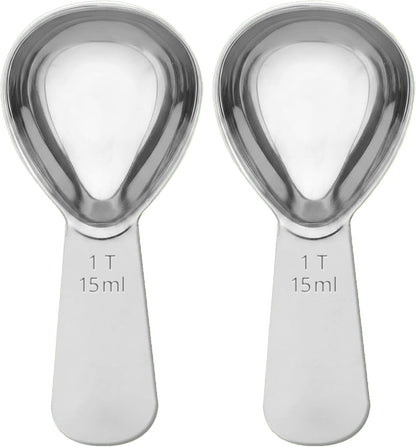 2PCS Coffee Scoop: 1 Tbsp (1/16 Cup / 0.5 Oz / 15Ml) Measuring Spoons Stainless Steel Rose Gold Set for Ground Coffee Protein Powder & Spices Short Handle Fits into Canisters