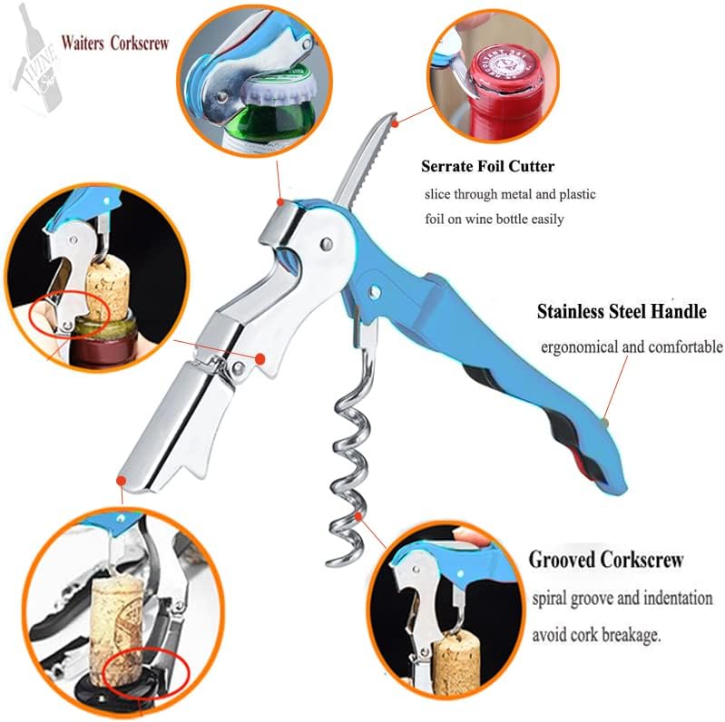 Kit-Home Professional Waiter Corkscrew Wine Openers Set (4 PCS),Upgraded with Heavy Duty Stainless Steel Hinges Wine Key for Restaurant Waiters, Sommelier, Bartenders
