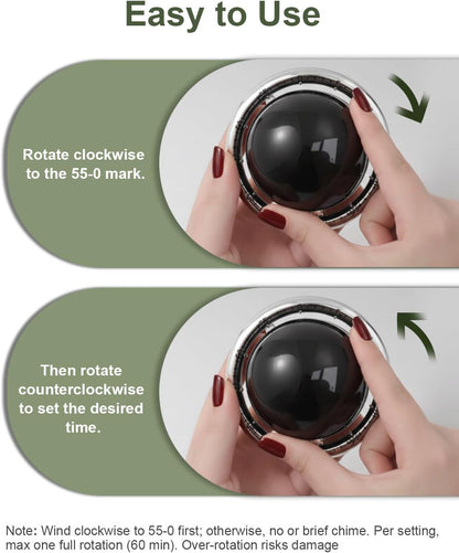 Kitchen Timer for Cooking, 60 Minutes Mechanical Timer - No Batteries Required, Stainless Steel Egg-Shape Cute Countdown Clock for Cooking, Learning, Exercises, Gaming