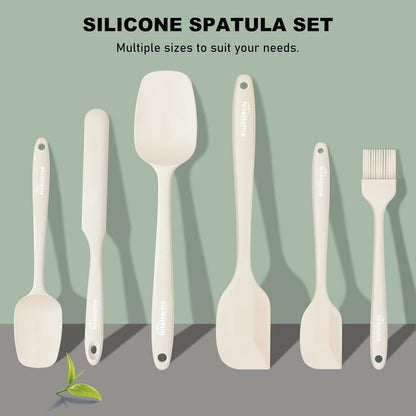 NileHome Silicone Spatula Set, 6 Pieces Food Grade Kitchen Utensils with Silicone Brush Heat Resistant Up to 600°F Dishwasher Safe BPA-Free Rubber Spatula for Scraping, Baking, Cooking, Mixing-Black