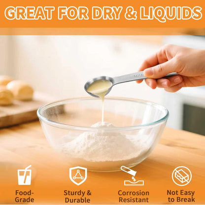 3 Pcs Stainless Steel Measuring Spoons – 5ml/1 Tsp Short Handle Scoops for Baking, Liquid Ingredients & Tea, Soup & Kitchen Cooking