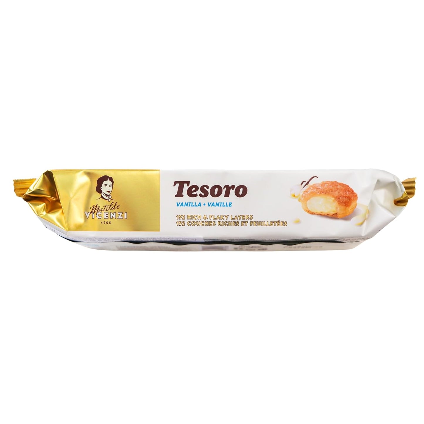 Tesoro Raspberry Filling by Pasticceria Matilde Vicenzi, Raspberry Cream Filled Puff Pastry Patisserie, Kosher Dairy, Made in Italy, 3.17oz (90g), 4-Pack