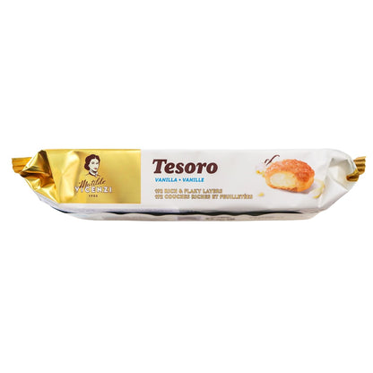 Tesoro Raspberry Filling by Pasticceria Matilde Vicenzi, Raspberry Cream Filled Puff Pastry Patisserie, Kosher Dairy, Made in Italy, 3.17oz (90g), 4-Pack