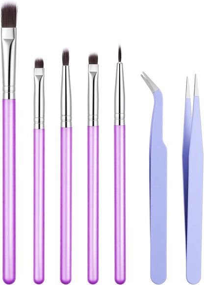 Sibba 7 PCS Food Paint Brushes with Elbow & Straight Tip Tweezer Set, Chocolate Candy Cookie Decorating Brushes Fondant Tools, DIY Cake Painting Pastry Baking Decoration Brush Kitchen Bakery Utensil