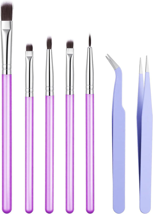 Sibba 7 PCS Food Paint Brushes with Elbow & Straight Tip Tweezer Set, Chocolate Candy Cookie Decorating Brushes Fondant Tools, DIY Cake Painting Pastry Baking Decoration Brush Kitchen Bakery Utensil