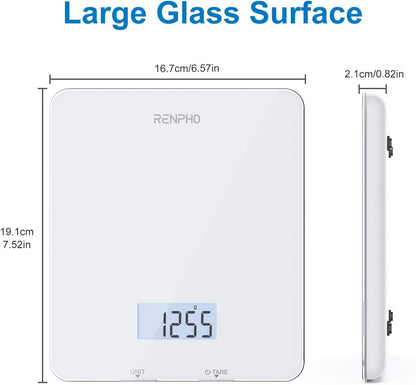 RENPHO Digital Kitchen Scale, Smart Food Weight Scale with Nutritional Calculator, Gram Scale for Weight Loss Cooking Baking Keto Macro Diet, Black Glass, 22lb/10kg