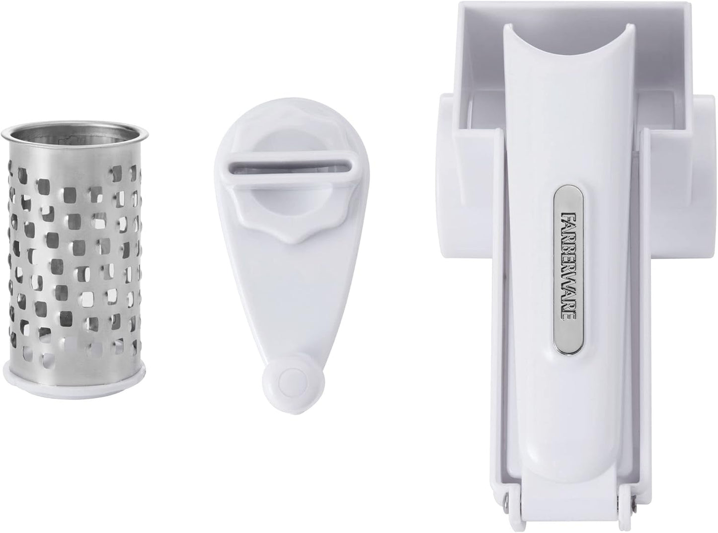 Farberware Professional Rotary Grater with Fine Etched Stainless Steel Drum, 4.33x5.51x3.54 Inch, White