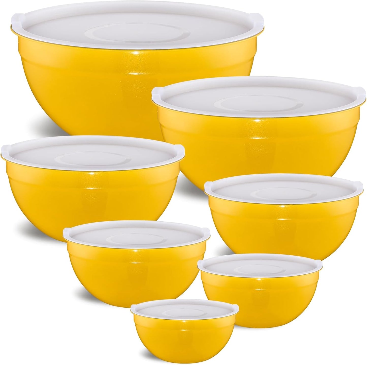 Colorful Mixing Bowls with Airtight Lids, Stainless Steel Nesting Mixing Bowls Set of 7, Ideal for Baking, Prepping and Serving Food, Size 7, 3.6, 2.7, 2.1, 1.5, 1.1,0.8 QT, Stackable Design