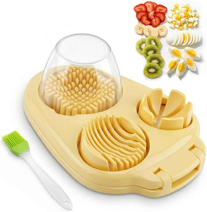 3-in-1 Egg Slicer for Hard Boiled Eggs, Hard Boiled Egg Slicer Dicer Chunker Stainless Steel, Kitchen Gadget for Salad, Strawberry, Mushroom and Grape, Heavy Duty & Dishwasher Safe (White)