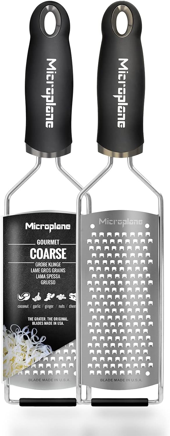 Microplane Gourmet Series Cheese Grater with Soft Touch Handle (Extra Coarse, Black)