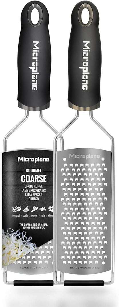 Microplane Gourmet Series Cheese Grater with Soft Touch Handle (Extra Coarse, Black)