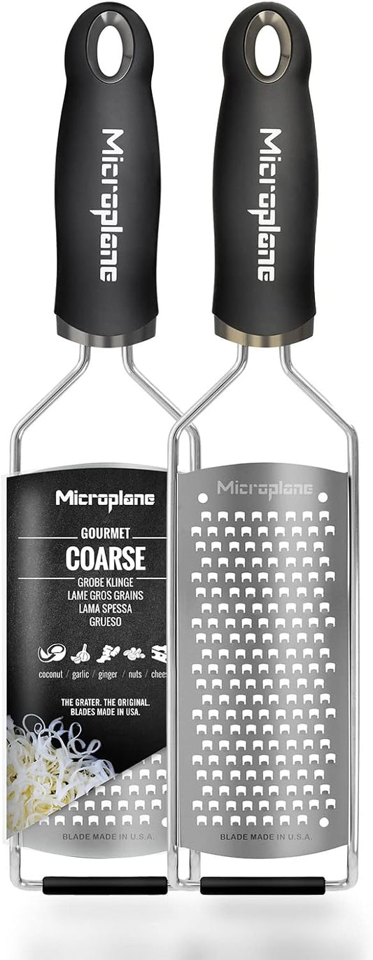 Microplane Gourmet Series Cheese Grater with Soft Touch Handle (Extra Coarse, Black)
