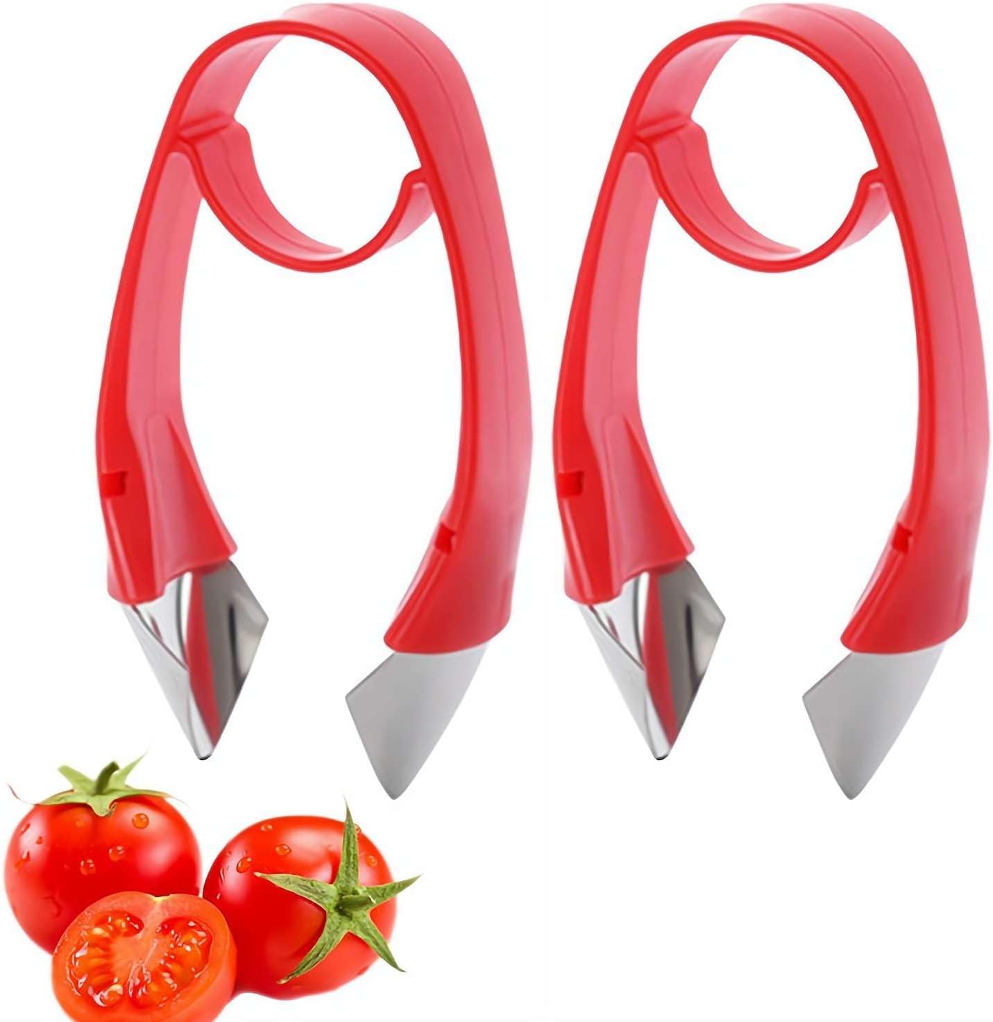 Strawberry Huller Stem Remover, Pineapple Corer Tool, Stainless Steel Tomato Corer and Fruit Veggie Hulling Tool for Pineapple Eyes, Non-Slip Ergonomic Kitchen Gadget for Berry Prep, Baking, Salad