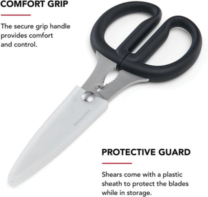 KitchenAid Multipurpose Shear Set, Versatile Scissors with Nutcracker, Bottle Opener, Ergonomic Handles with Protective Blade Covers, 2 Piece