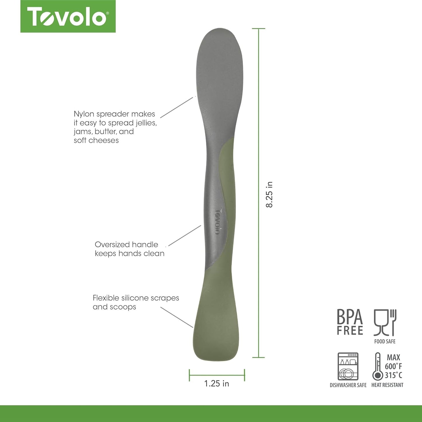 Tovolo Tool for Kitchen Meal Prep to Scoop Spread Slice and Scrape,White/Gray